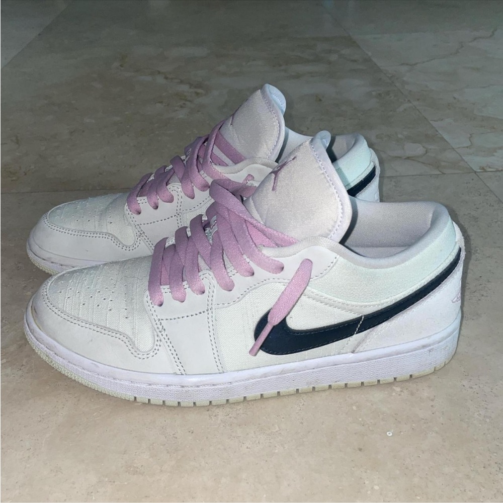 Women's White and Pink Sneakers